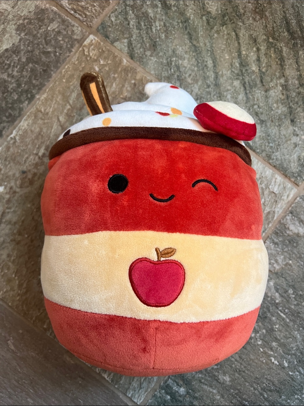 Squishmallows Red Cream Apple Plush - Cute Winking Face
